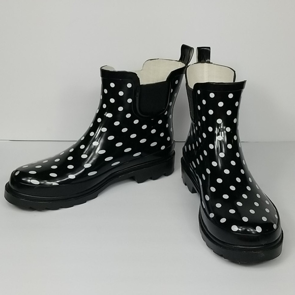 Norty Shoes - Women's Size 6 Norty black & White Rubber boots